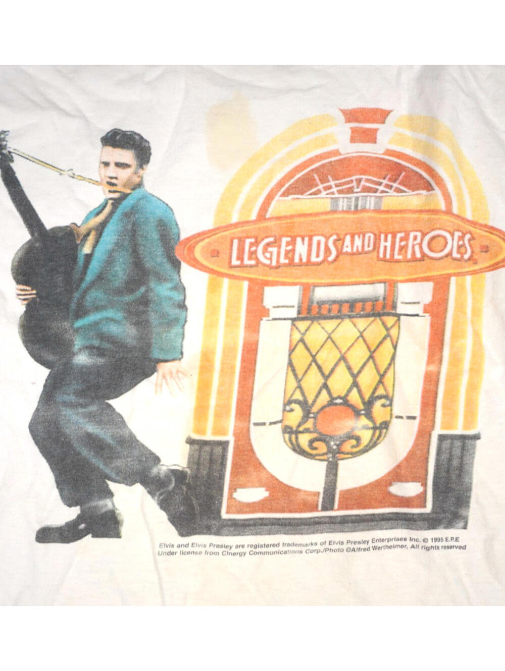 Vintage Elvis Presley T Shirt Large Mens White Jukebox 1995 90s